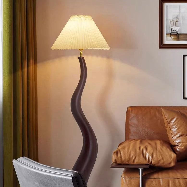 Mode Floor Lamp Handmade Wood-Shade Walnut Living Room Bedroom