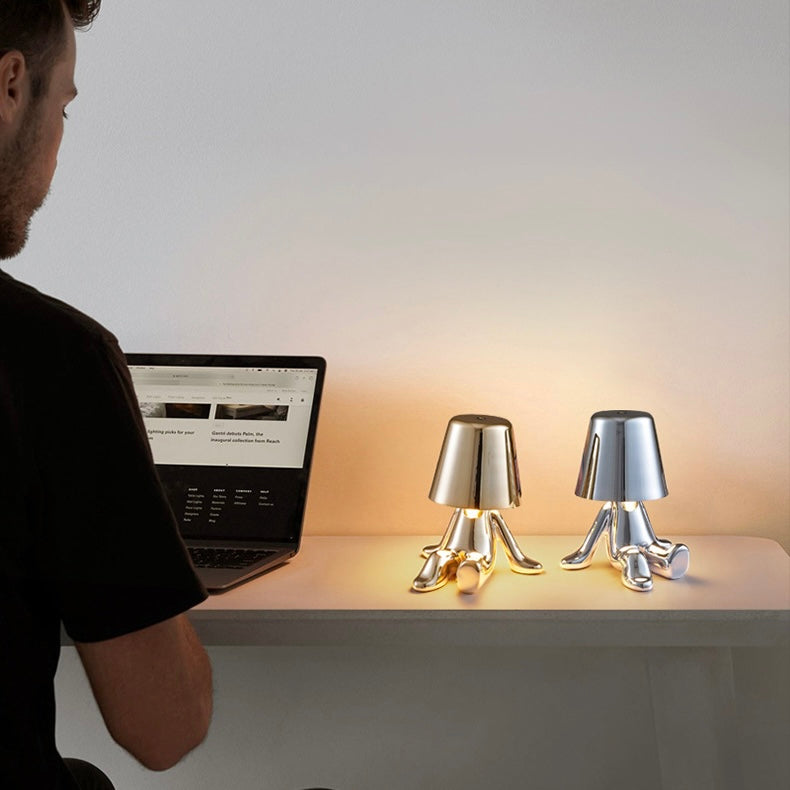 Yono Table Lamp Modern Minimalist Cartoon Gold Silver Resin Bedroom Living Room