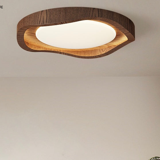 Mode Flush Mount Ceiling Light Vintage Walnut Indoor Living Room