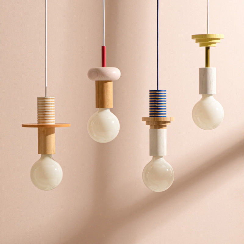 Yono Pendant Light Memphis Modern Geometric Wood Kid's Room