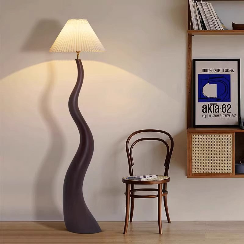Mode Floor Lamp Handmade Wood-Shade Walnut Living Room Bedroom