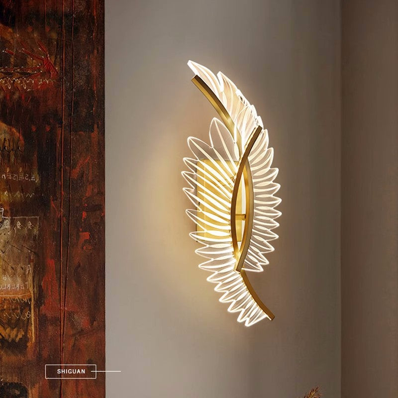 Yono Wall Lamp Modern Minimalist Wings Gold Metal Acrylic Living Room Bedroom