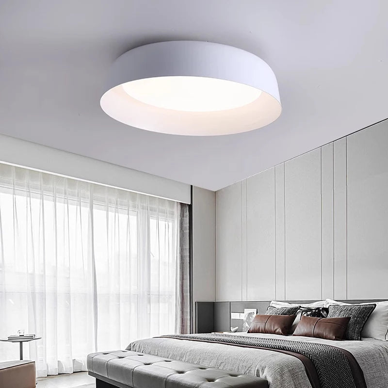 Soleil Flush Mount Ceiling Light Minimalist Walnut Metal Living Room