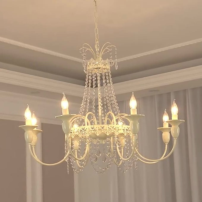 Aura Chandelier Vintage Creamy Indoor Crystal Living Room Bedroom