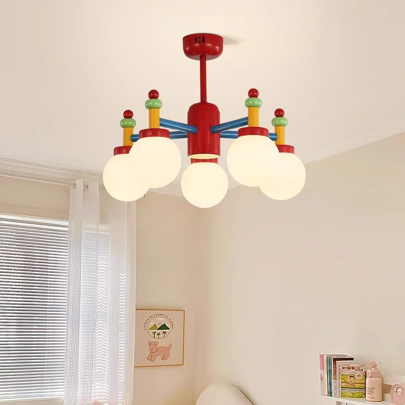Yono Chandelier Memphis Colour Vintage Metal Glass Bedroom