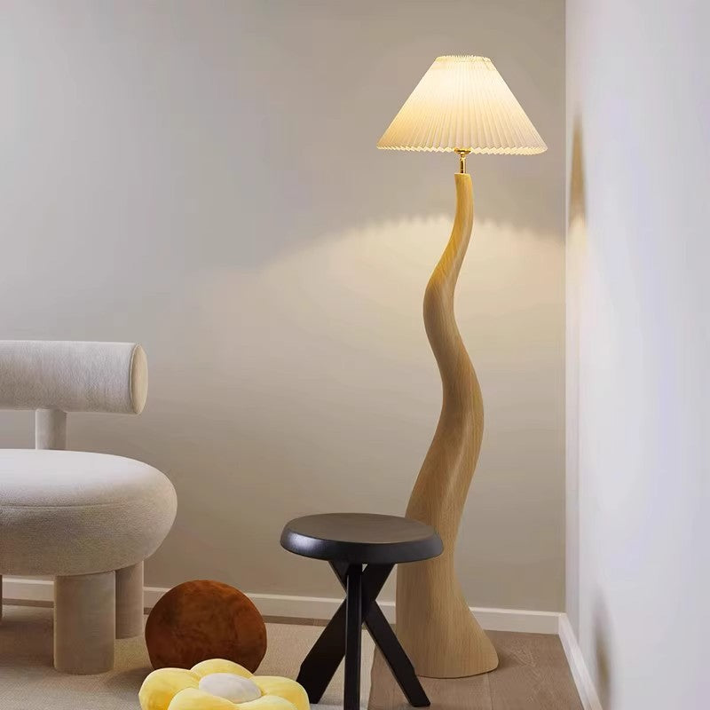 Mode Floor Lamp Handmade Wood-Shade Walnut Living Room Bedroom