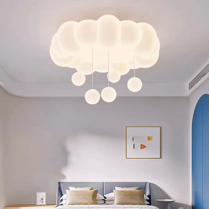 Aura Flush Mount Ceiling Light Simple Modern Cream PE Bedroom Kitchen