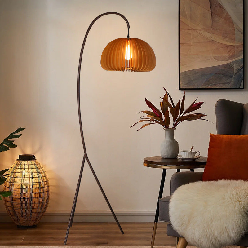 Noncu Floor Lamp Vintage Simple Indoor Rattan Metal Living Room