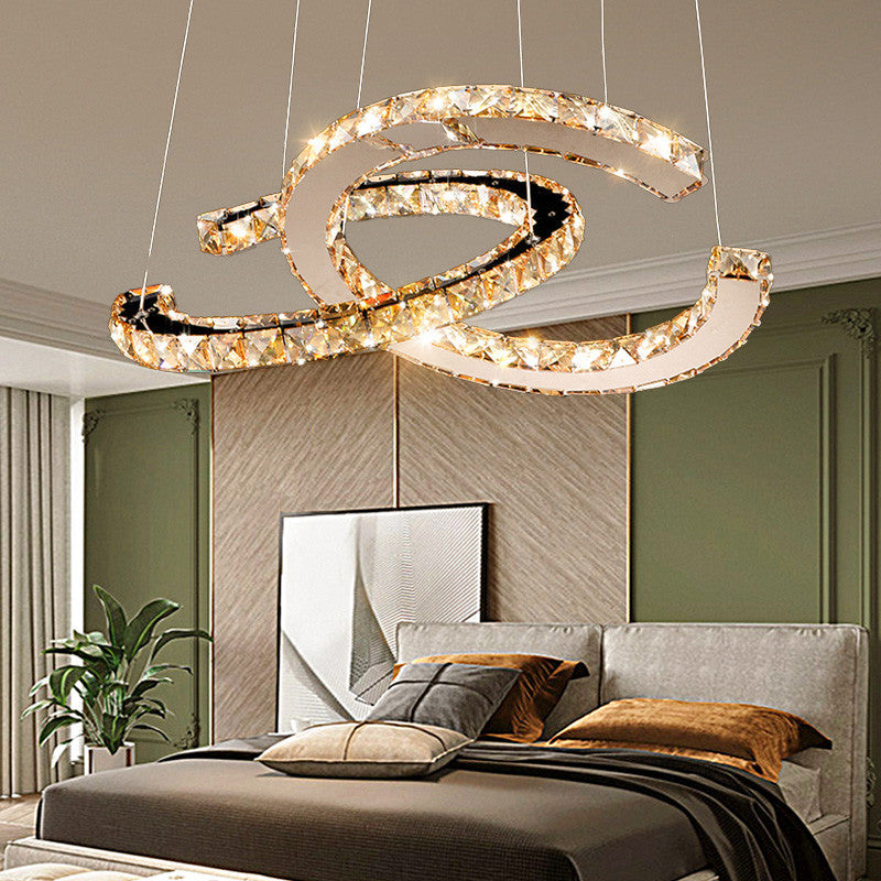 Elys Pendant Light Luxurious Ornate Crystal Metal Amber Transparent Living Room Bedroom