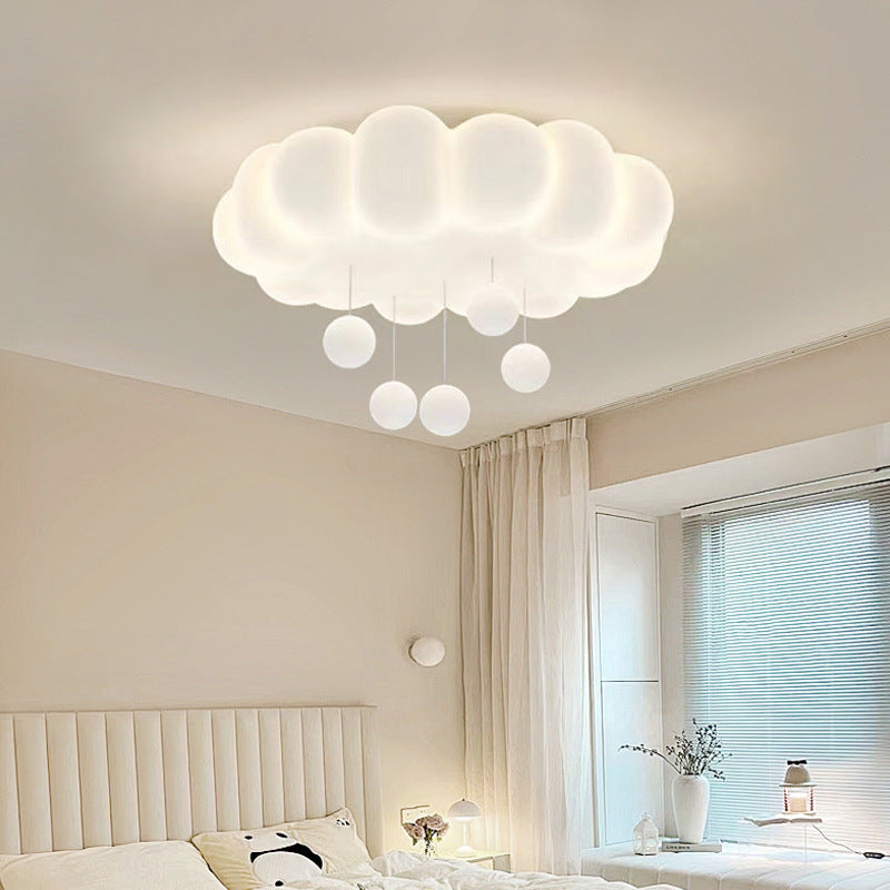 Aura Flush Mount Ceiling Light Simple Modern Cream PE Bedroom Kitchen