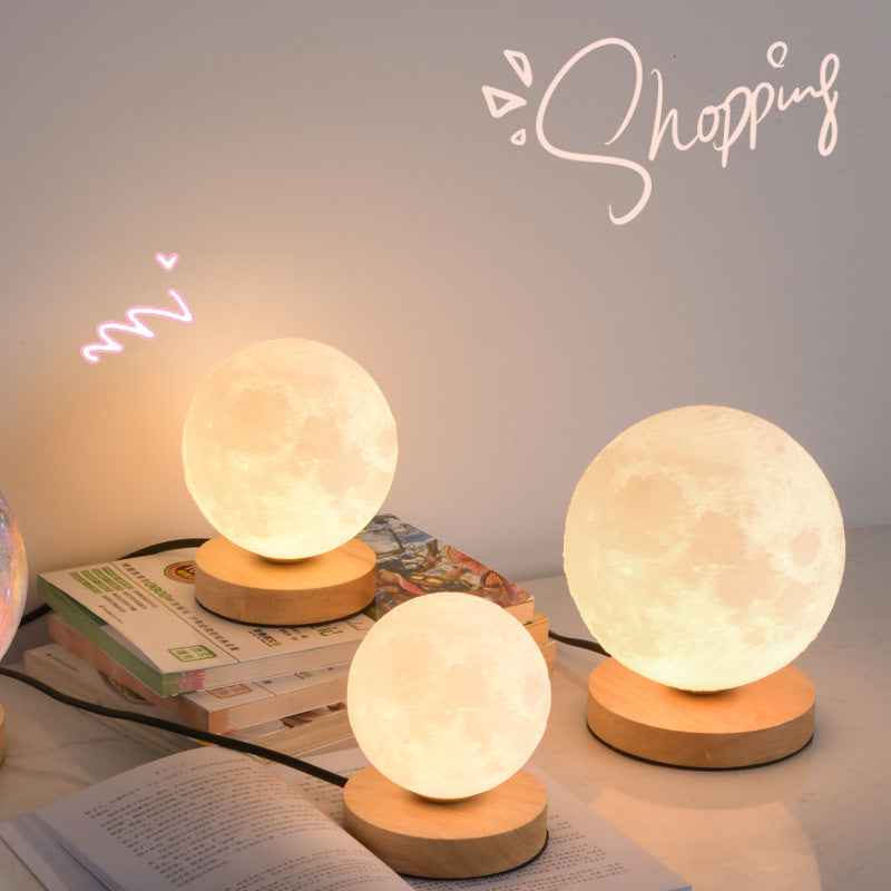 Yono Table Lamp Moon Shape Modern Metal Wood Bedroom Children Room