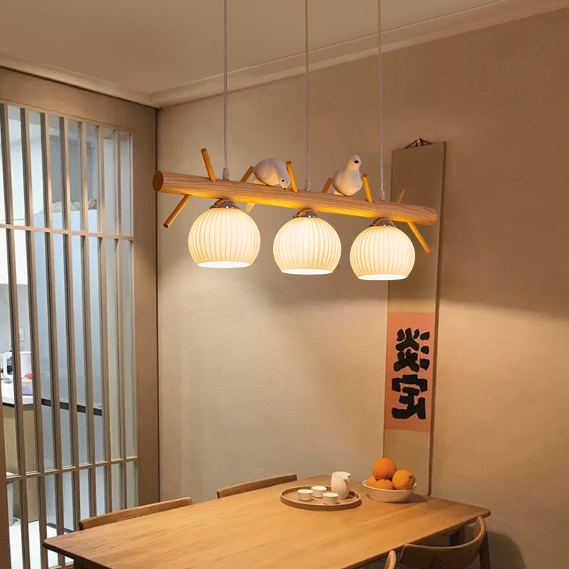 Nexa Pendant Light Country Rustic Style Bird Wood Glass Living Room Bedroom