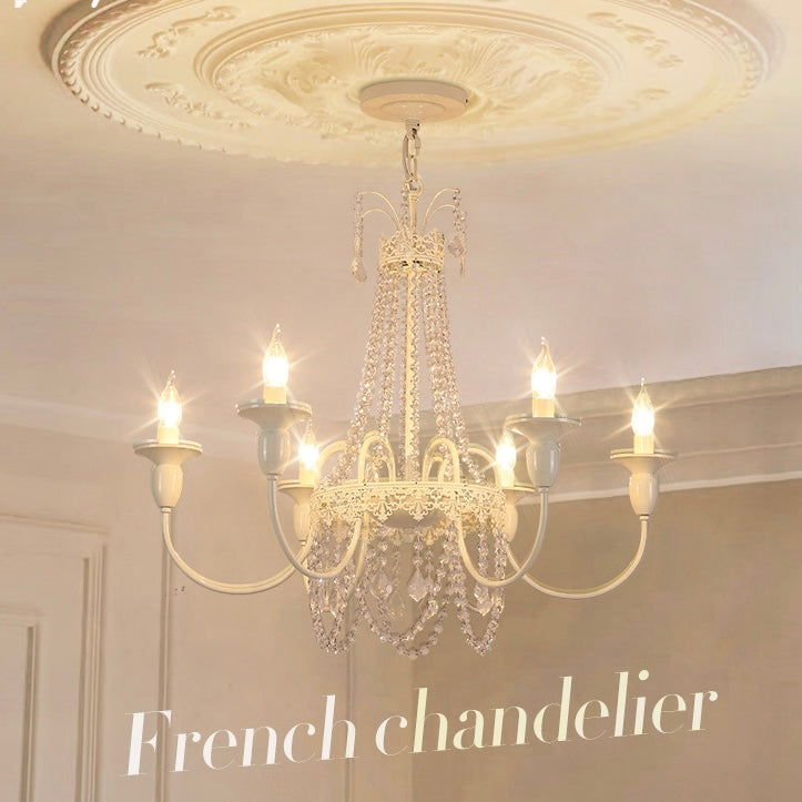 Aura Chandelier Vintage Creamy Indoor Crystal Living Room Bedroom