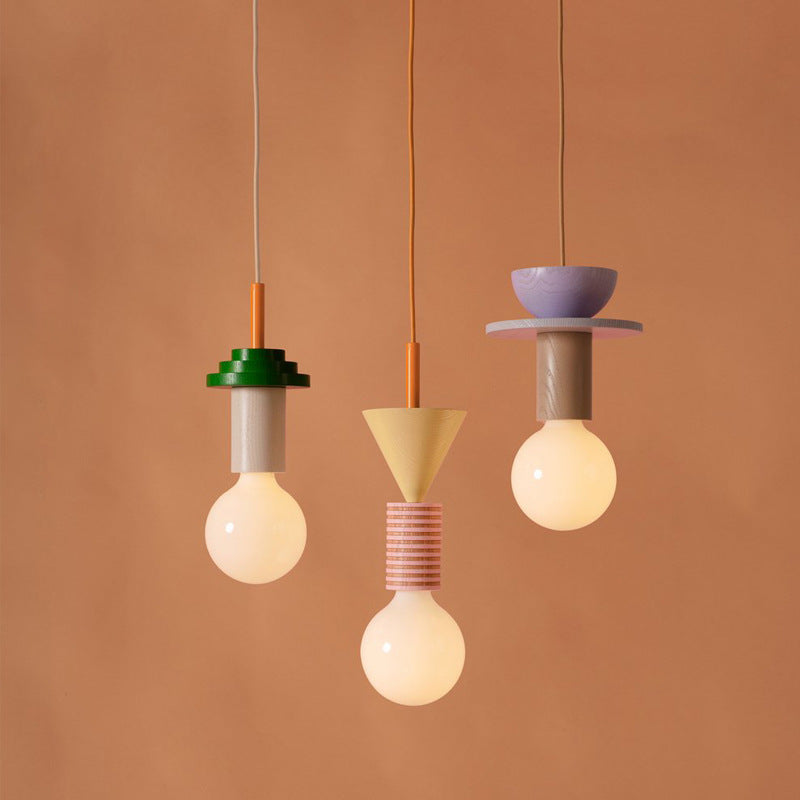 Yono Pendant Light Memphis Modern Geometric Wood Kid's Room