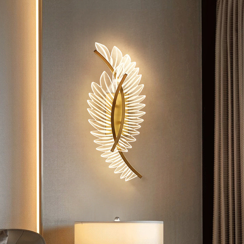 Yono Wall Lamp Modern Minimalist Wings Gold Metal Acrylic Living Room Bedroom