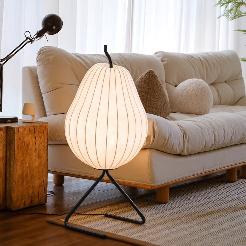 Yono Floor Lamp Modern Wabi-Sabi Silk Pear Shade Living Room
