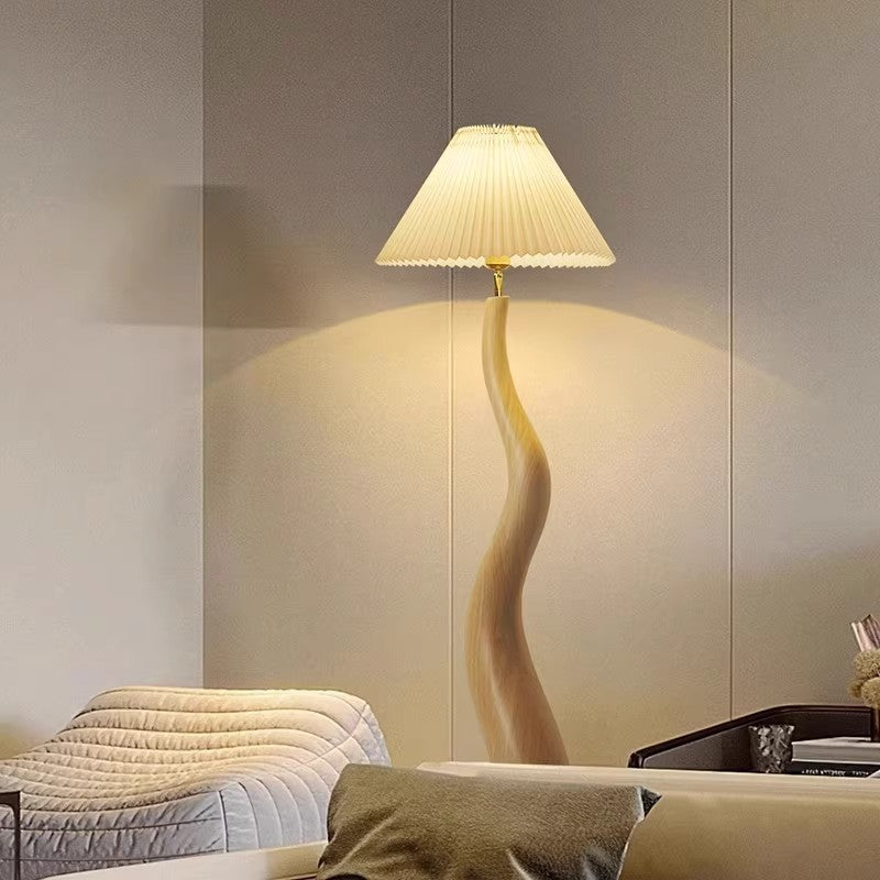 Mode Floor Lamp Handmade Wood-Shade Walnut Living Room Bedroom
