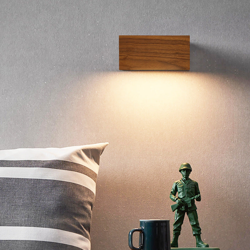 Mode Wall Lamp Simple Vintage Walnut Wood Living Room Bedroom