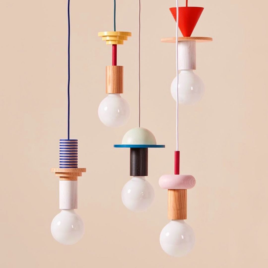 Yono Pendant Light Memphis Modern Geometric Wood Kid's Room