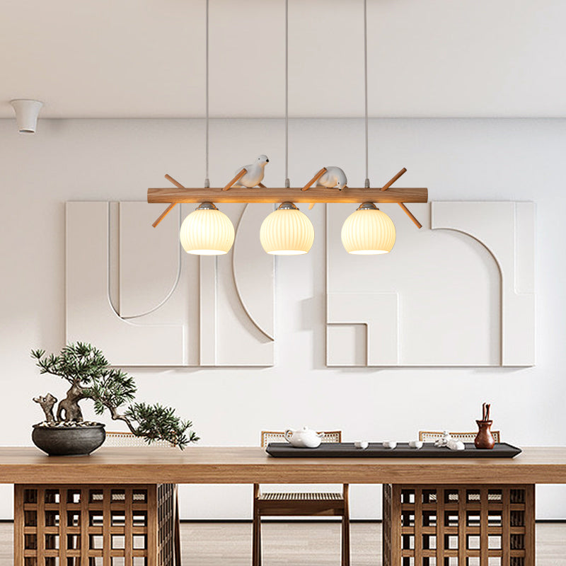 Nexa Pendant Light Country Rustic Style Bird Wood Glass Living Room Bedroom