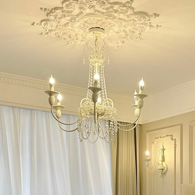 Aura Chandelier Vintage Creamy Indoor Crystal Living Room Bedroom