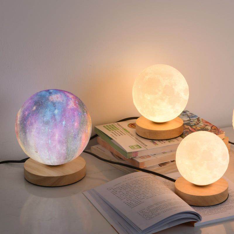 Yono Table Lamp Moon Shape Modern Metal Wood Bedroom Children Room