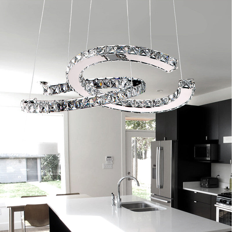 Elys Pendant Light Luxurious Ornate Crystal Metal Amber Transparent Living Room Bedroom