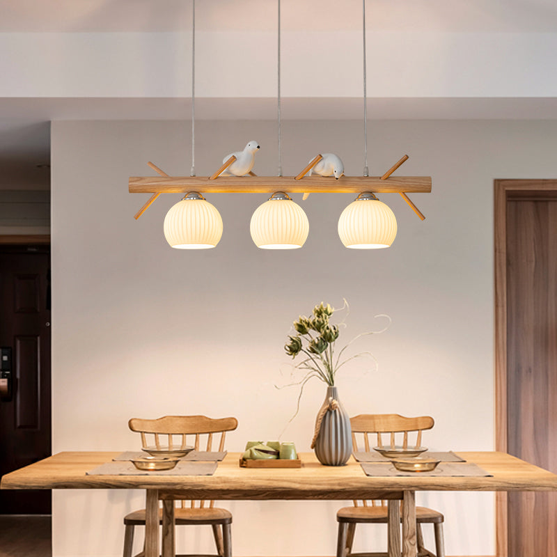 Nexa Pendant Light Country Rustic Style Bird Wood Glass Living Room Bedroom