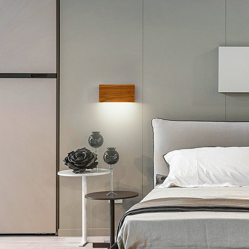 Mode Wall Lamp Simple Vintage Walnut Wood Living Room Bedroom