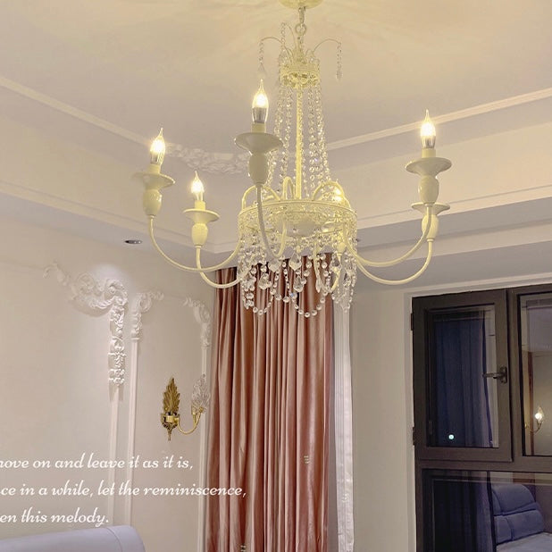 Aura Chandelier Vintage Creamy Indoor Crystal Living Room Bedroom