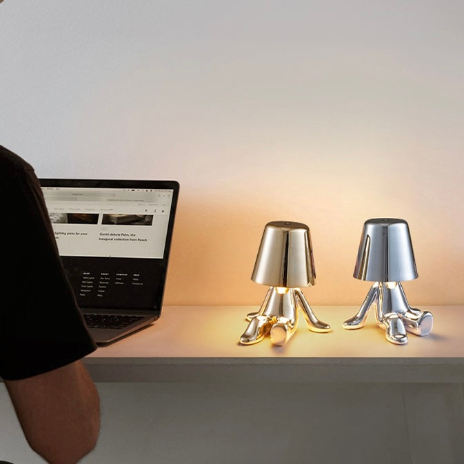 Yono Table Lamp Modern Minimalist Cartoon Gold Silver Resin Bedroom Living Room