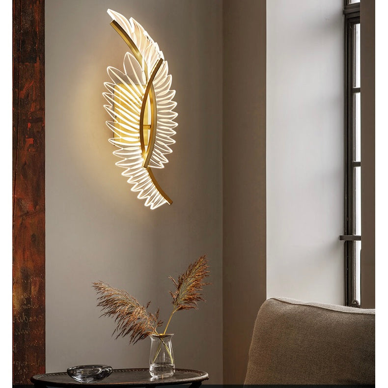 Yono Wall Lamp Modern Minimalist Wings Gold Metal Acrylic Living Room Bedroom