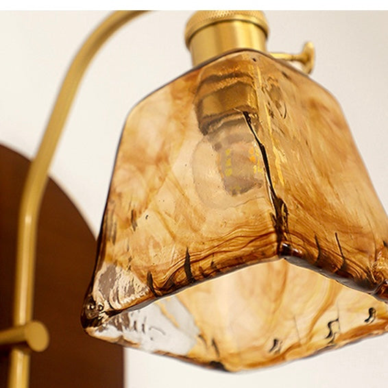 Mode Wall Lamp Classic Bronze Wood Glass Living Room Bedroom