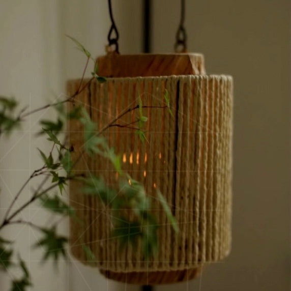 Noncu Pendant Light Vintage Indoor Wood Metal Living Room Garden