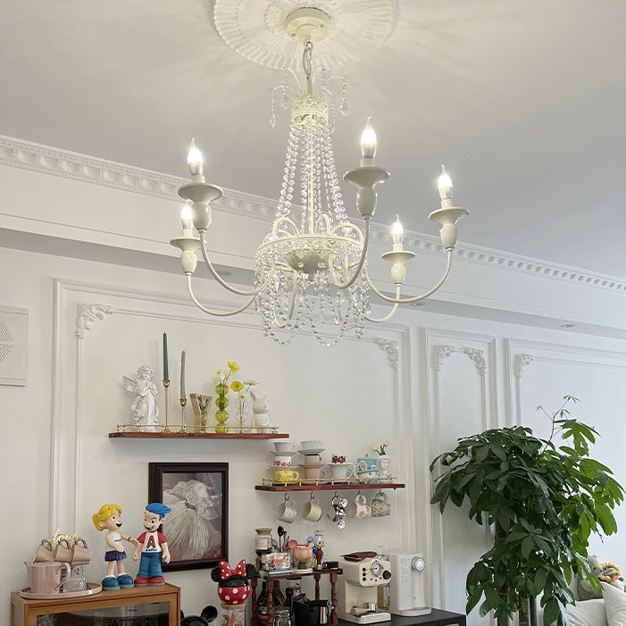 Aura Chandelier Vintage Creamy Indoor Crystal Living Room Bedroom