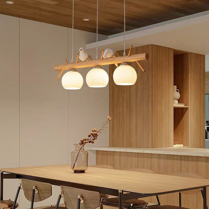 Nexa Pendant Light Country Rustic Style Bird Wood Glass Living Room Bedroom