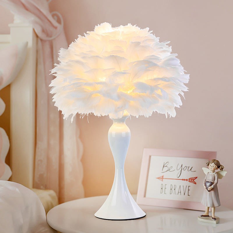 Yono Table Lamp Modern Luxury Goose Feather Metal Living Room Bedroom