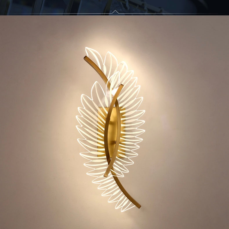 Yono Wall Lamp Modern Minimalist Wings Gold Metal Acrylic Living Room Bedroom
