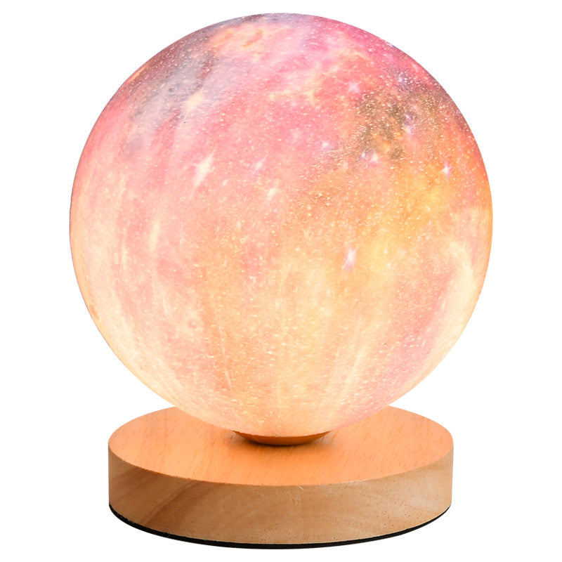 Yono Table Lamp Moon Shape Modern Metal Wood Bedroom Children Room