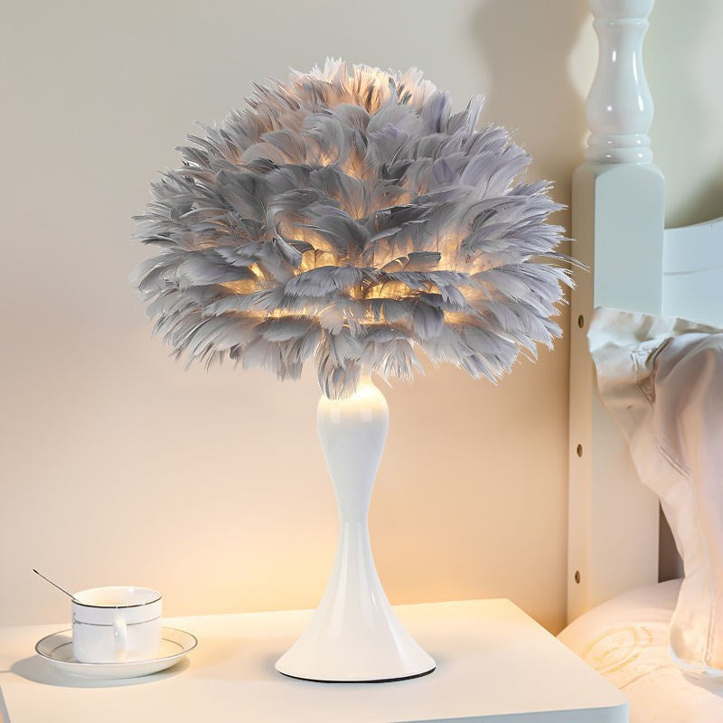 Yono Table Lamp Modern Luxury Goose Feather Metal Living Room Bedroom