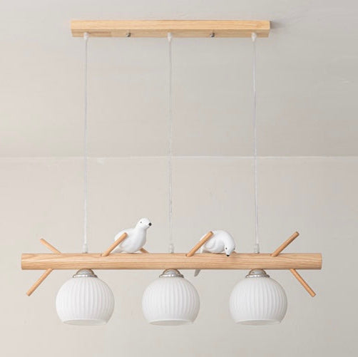 Nexa Pendant Light Country Rustic Style Bird Wood Glass Living Room Bedroom