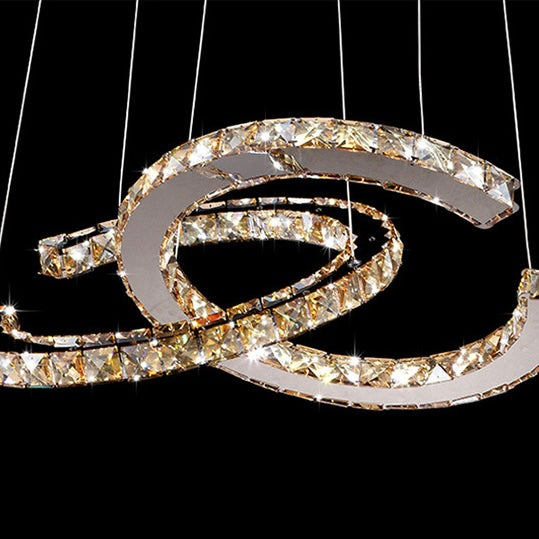 Elys Pendant Light Luxurious Ornate Crystal Metal Amber Transparent Living Room Bedroom