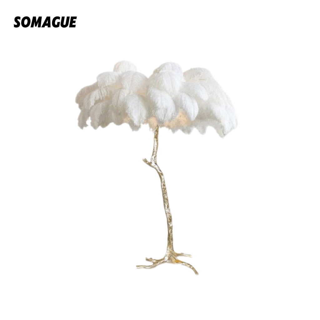 Yono Floor Table Lamp Ostrich Feathers Exclusive Nordic Luxury