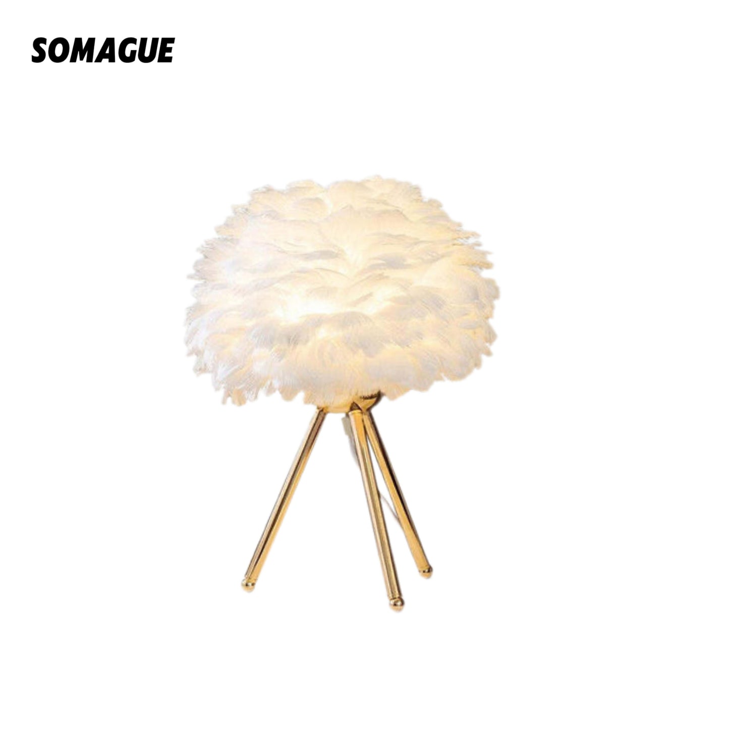 Yono Table Lamp Tripod with Feathers Modern Living Room Dining Room