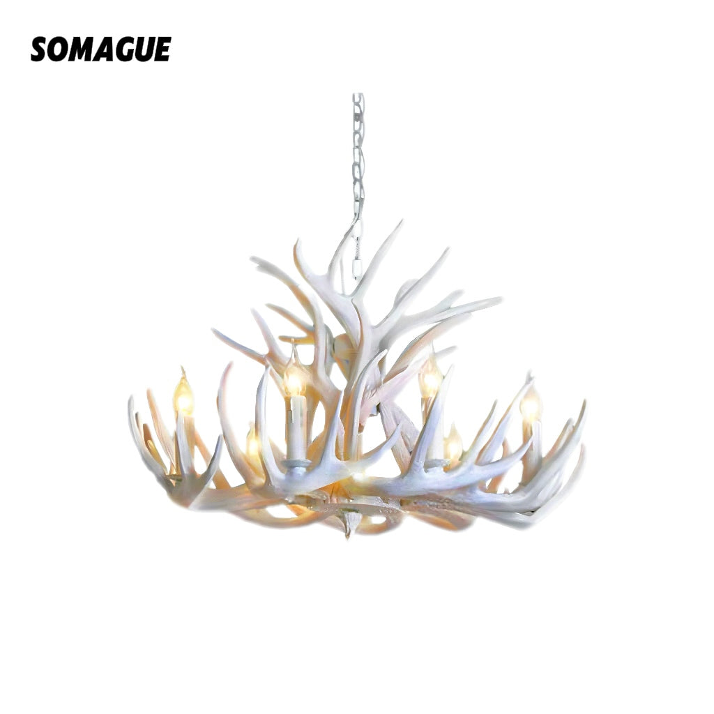 Aura Chandelier Rustic Horn Metal Resin Dining Room Living Room
