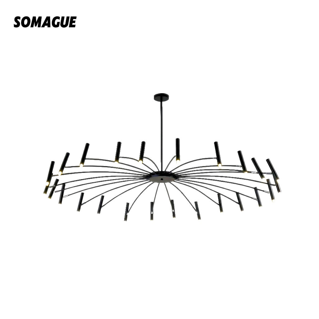 Aura Chandelier Modern Linear Metal Multi-Headed Blown Living Room