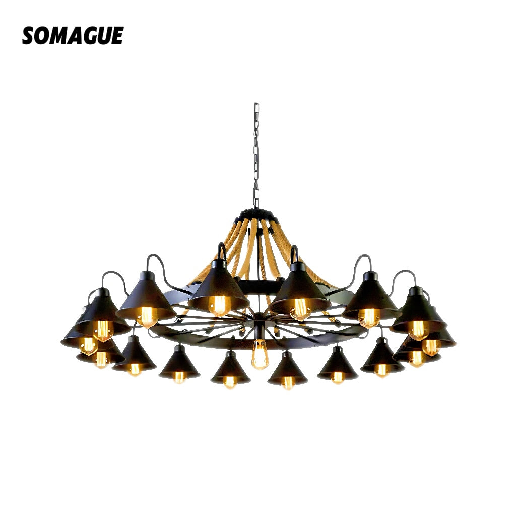 Aura Chandelier Vintage Metal Industrial Rope Living Room Dinning Room