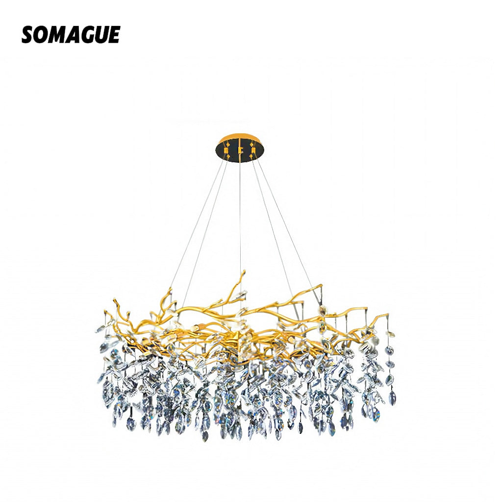 Aura Chandelier Contemporary Crystal Glass Gold Living Room Bedroom