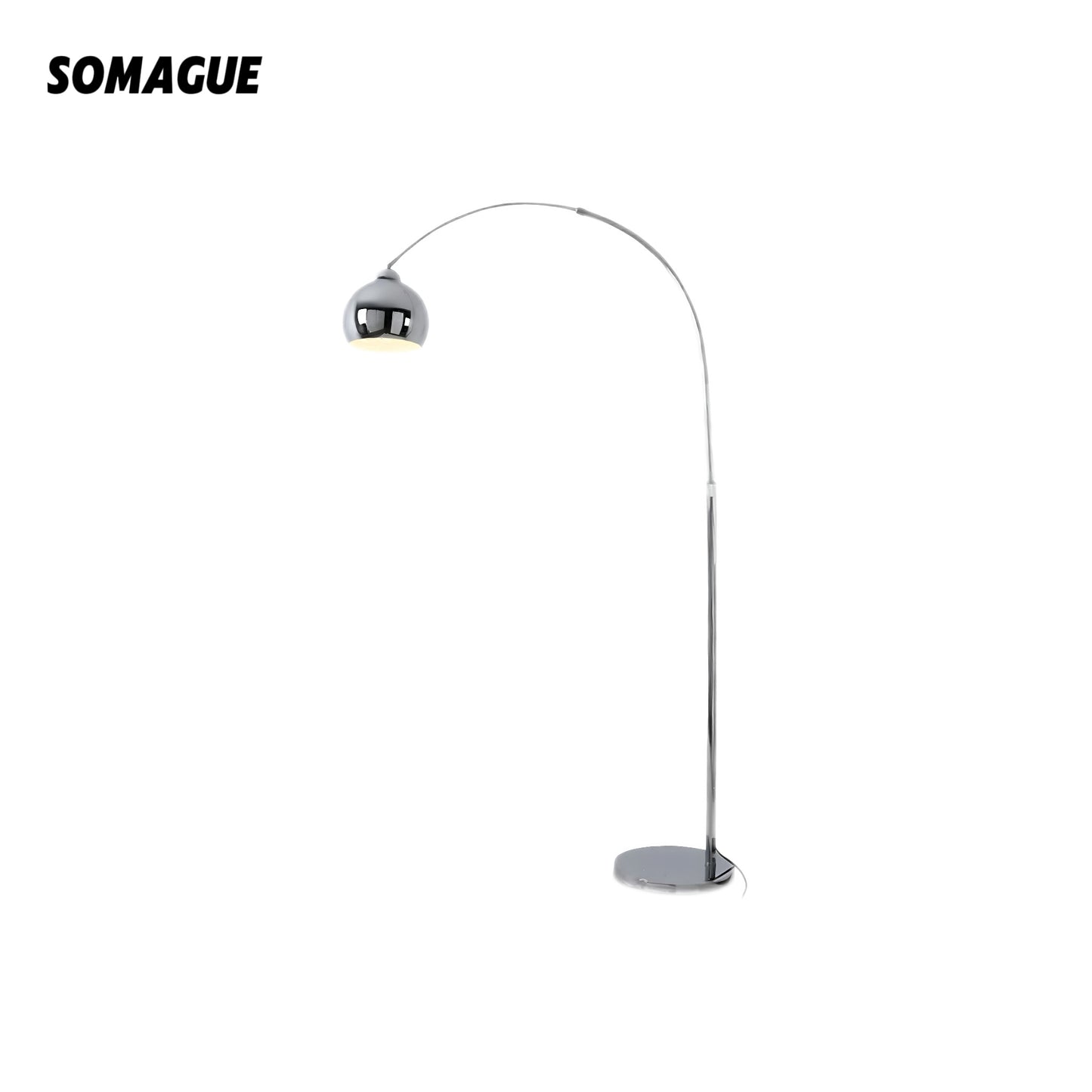 Elys Floor Lamp Modern Metal Chrome Arc Office Bedroom Living Room