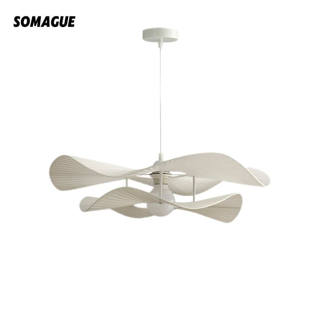 Elys Pendant Light Modern LED White Metal Fabric Living Room